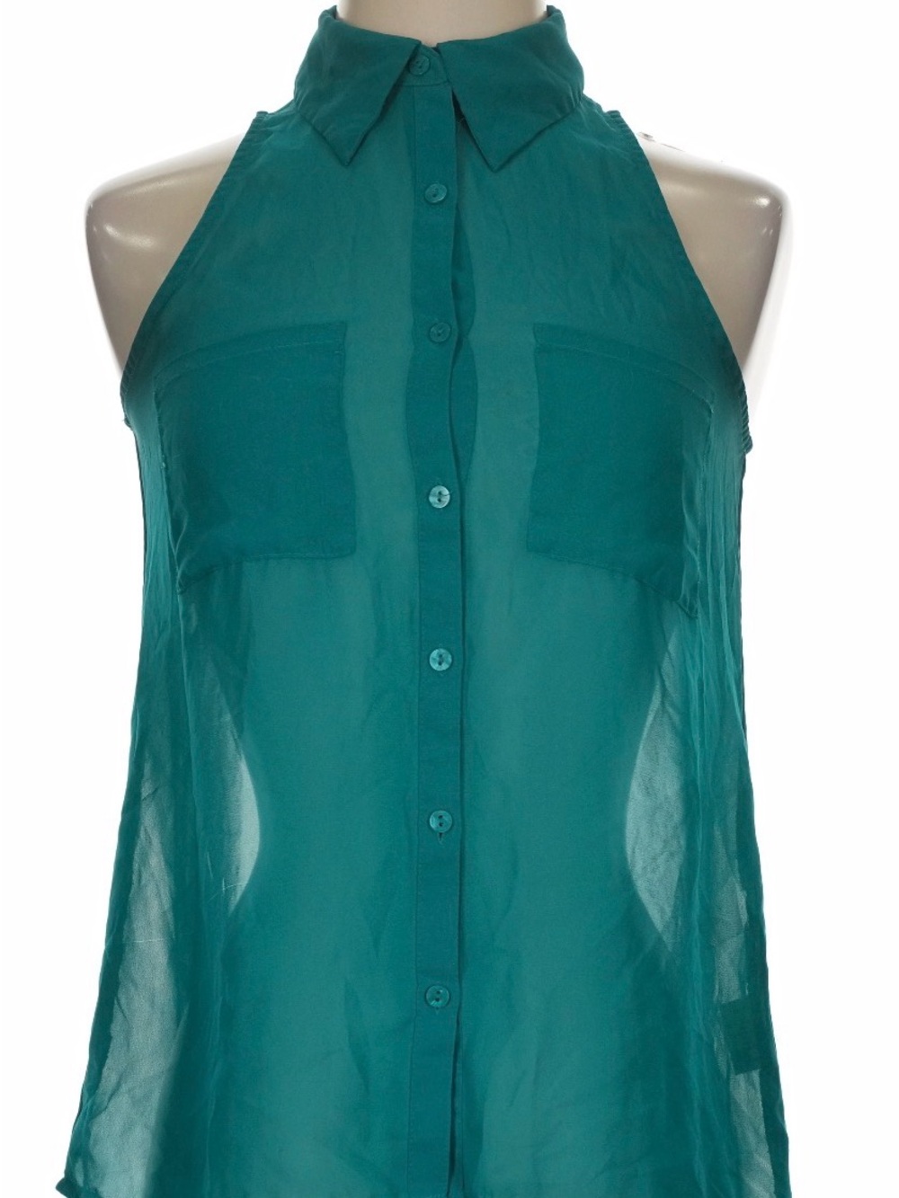 Chocolate Teal Sheer Button-Front Sleeveless Camisole